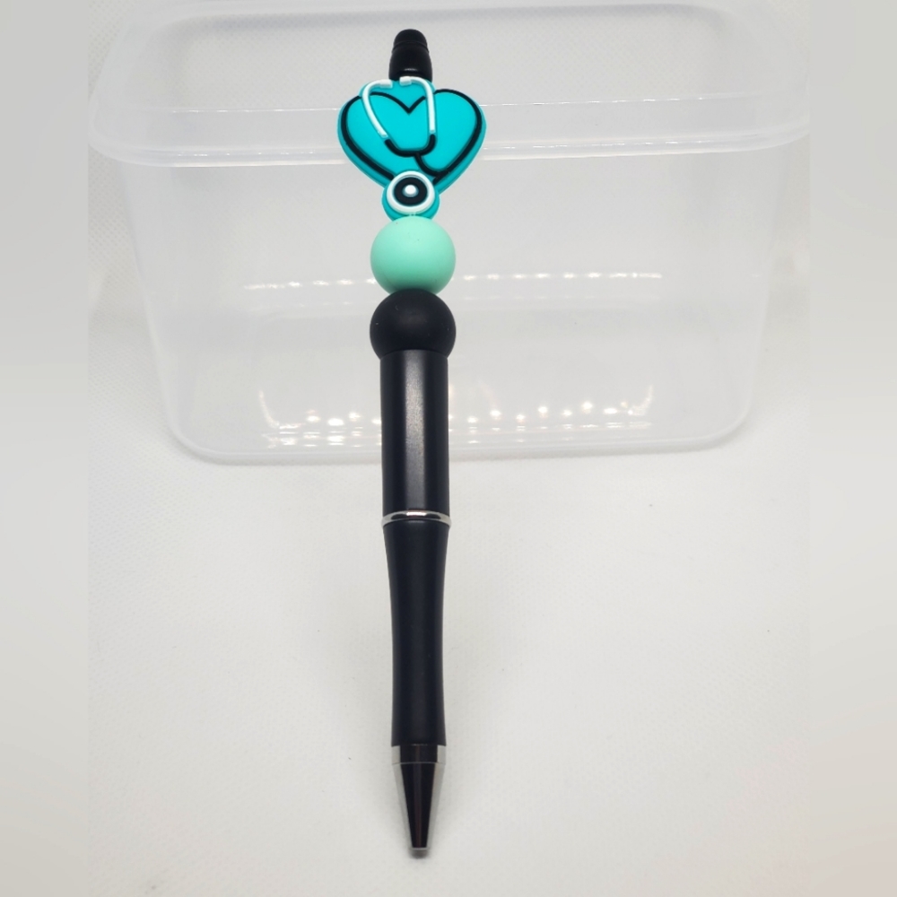 B2G1F Nurse / Doctor style Beaded Pen, Blue